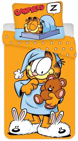 Garfield sengetøj - 140x200 cm - Garfield klar til sengetid - Sengesæt i 100% bomuld - Børnesengetøj